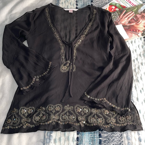Victoria Secret Beaded Embroidered Crepe de Chine Tunic - XS/S - Picture 1 of 8